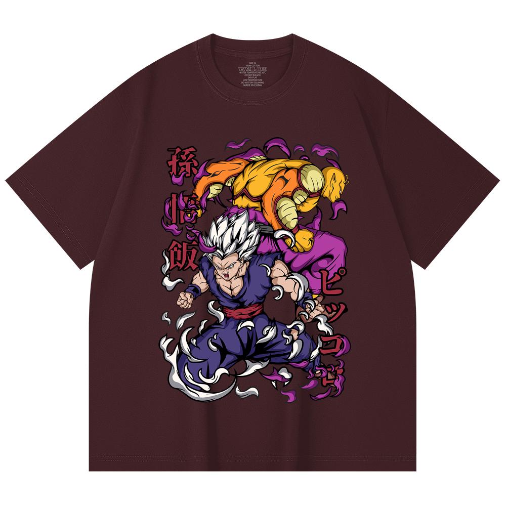 230 г/м² 100% хлопок Dragon Ball V57 Принт Гохан Пикколо Унисекс Плотная хлопковая футболка