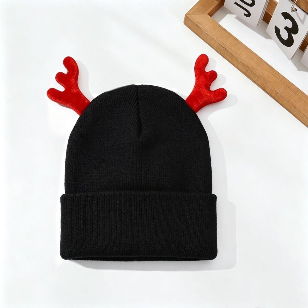 Soft Reindeer Antler Hat Warm Deer Horn Beanie Party Knit Beanie Cap  Outdoor