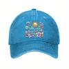 Vibrant Floral Sun Rainbow Baseball Cap Unisex Casual Denim Wash Outdoor Adjustable Adult Dad Hat