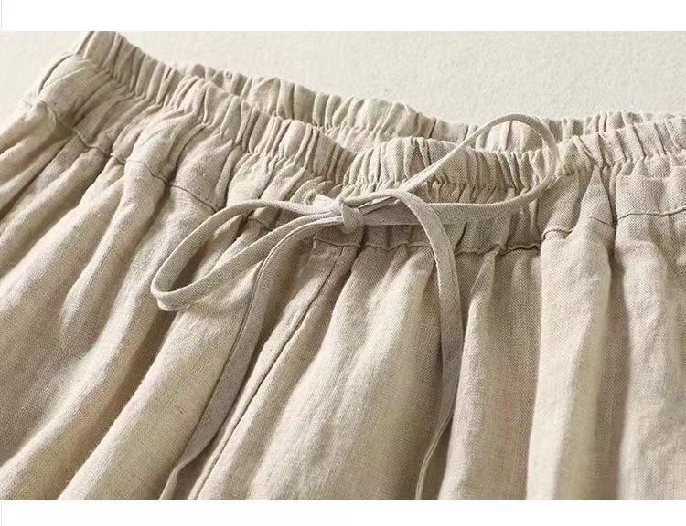 Хлопковые брюки гаремы с высокой талией и ретро застежкой-лягушкой - Легкие, эластичные, с завязкой на талии, свободного кроя для весны/лета