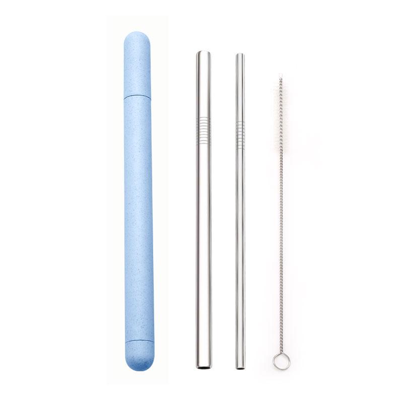 Портативный набор соломинок Креативный набор соломинок из нержавеющей стали 304 Ящик для хранения пшеничной соломы для кемпинга, пикника, путешествий, пылезащитная питьевая соломинка