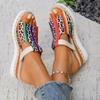 Модные женские шлепанцы большого размера в этническом стиле на толстой подошве, новый стиль 2025, повседневные и модные шлепанцы с открытым носком из пеньки