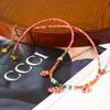 European and American colored natural stone beaded necklace gold-plated stainless steel flower pendant commuter versatile vacation style neck jewelry