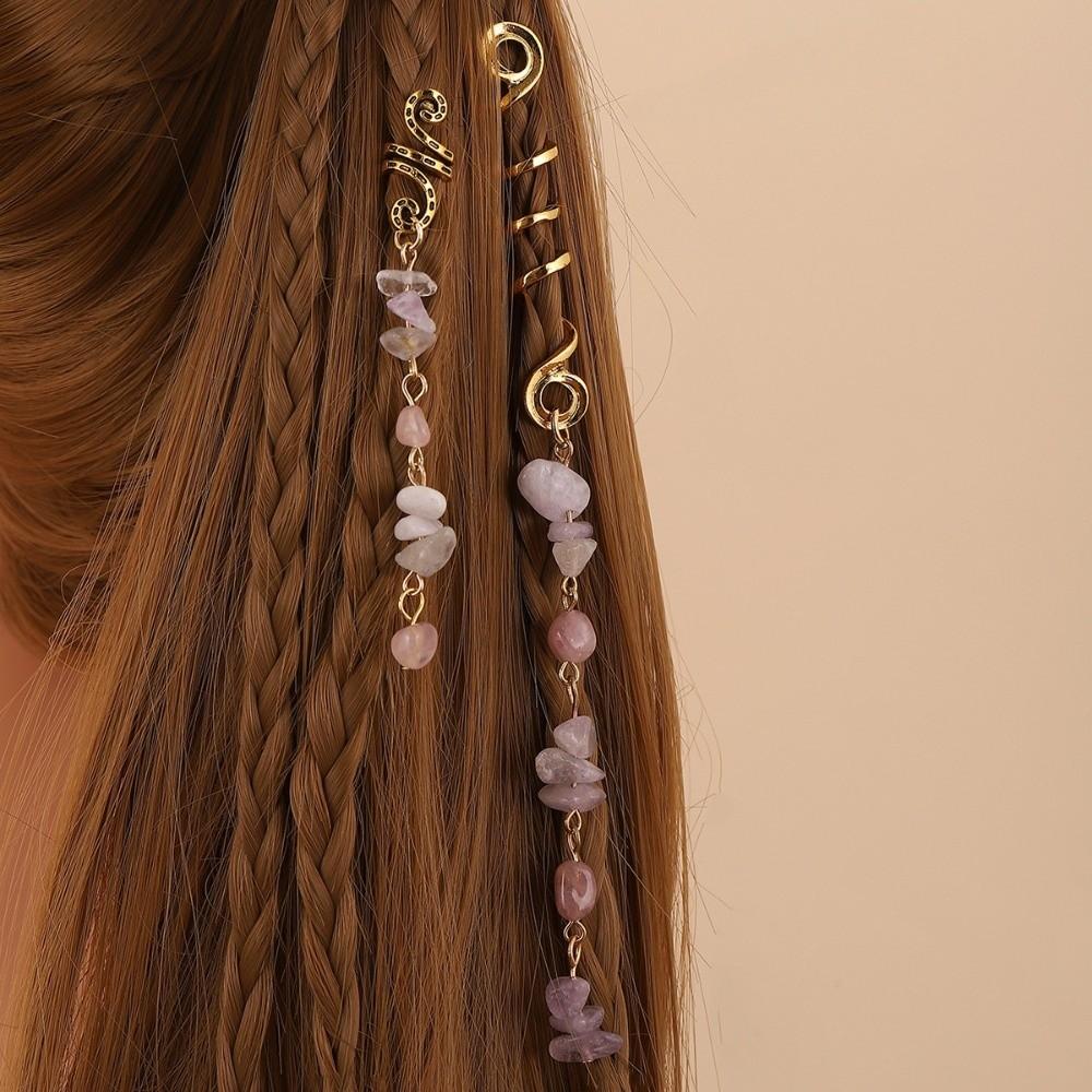 2Pcs/Set Vintage Ethnic Style Spiral Dreadlock Hair Clip Pendant Hair Loop Women Dreadlock Styling