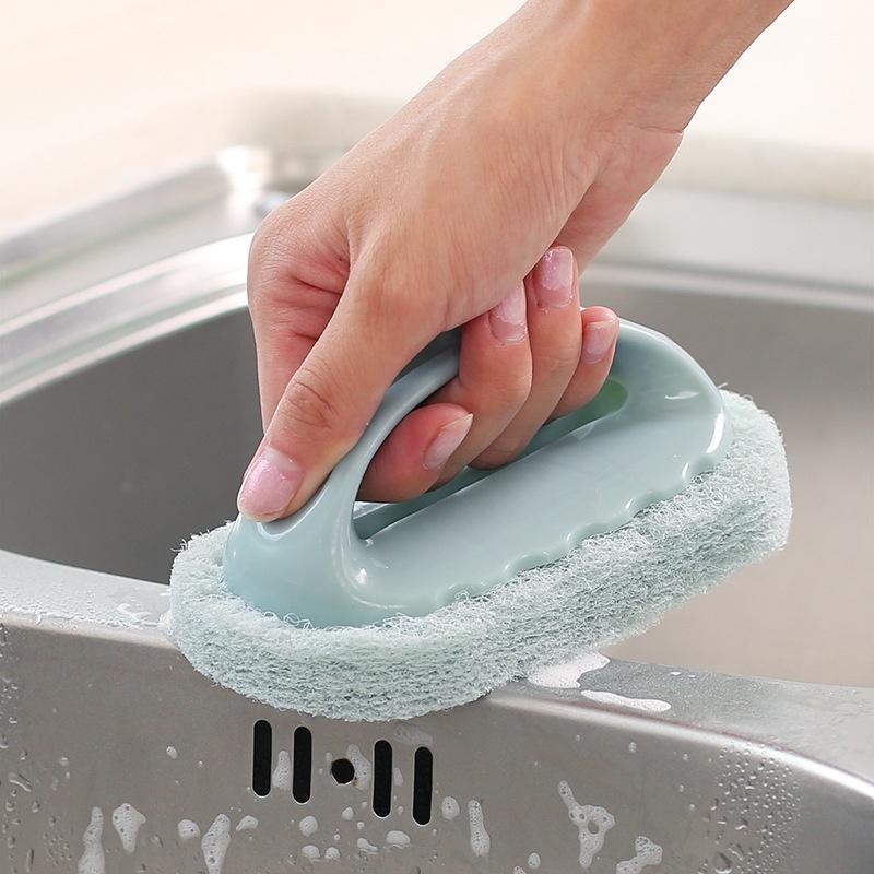 Handles Sponge Brush Blue Soft Magic Sponge Eraser Cleaning Bathtub Ceramic Tile Cleaner Kitchen Tool Bathroom Tile Brush with Handle Bathtub Brush