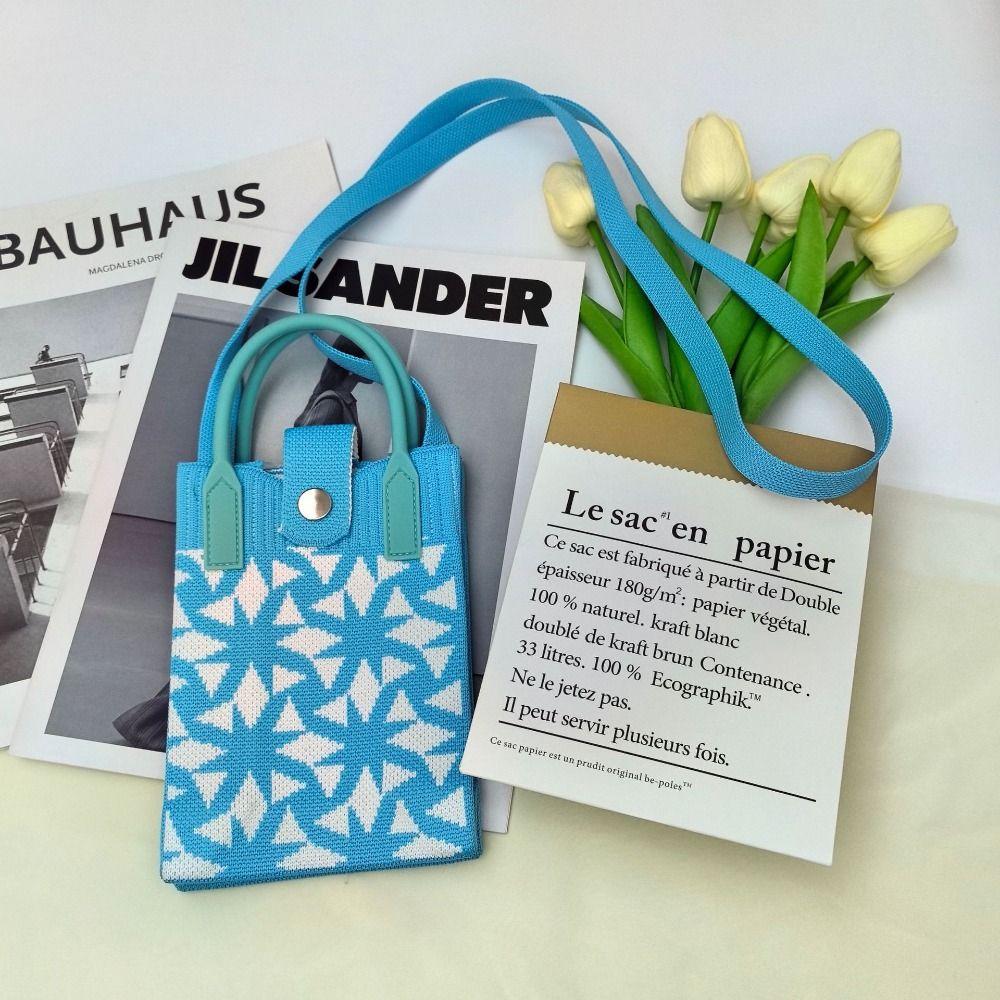 Мини-сумка через плечо, симпатичная сумка для мобильного телефона, студенческая сумка-мессенджер, вязаная сумочка, держатель для ключей, помада, мешочек