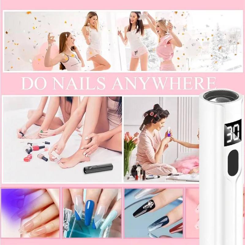 Rechargeable Mini Uv Led Nail Lamp With Smart Display Portable Fast-Drying Nail Dryer Stand For Manicure Removable Desk Uv Light