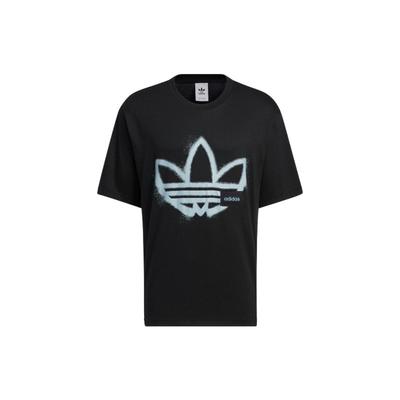 adidas Оригинальная футболка с короткими рукавами и круглым вырезом в виде трилистника с заниженными плечами и логотипом, топы унисекс, черные HS2007