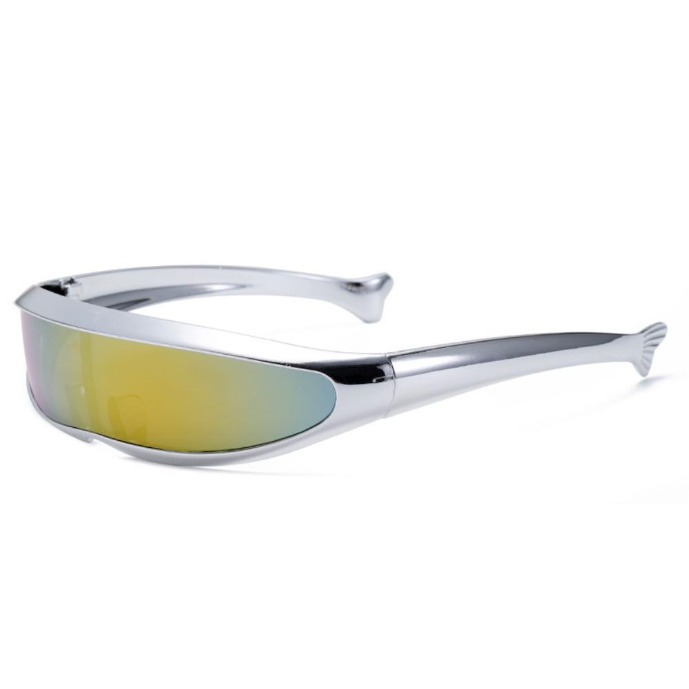 Futuristic Blocking Sunglasses Electroplated Y2K Shades Unique Steampunk Sunglasses  Women