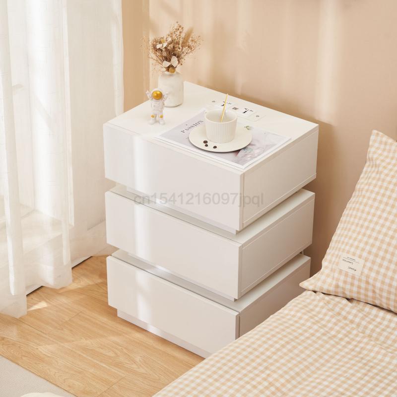 2/1PC RGB Bedside Table With LED Remote Control Locker 4/3/2 Drawer Large Capacity Storage Furniture For Living Room Bedroom HWC