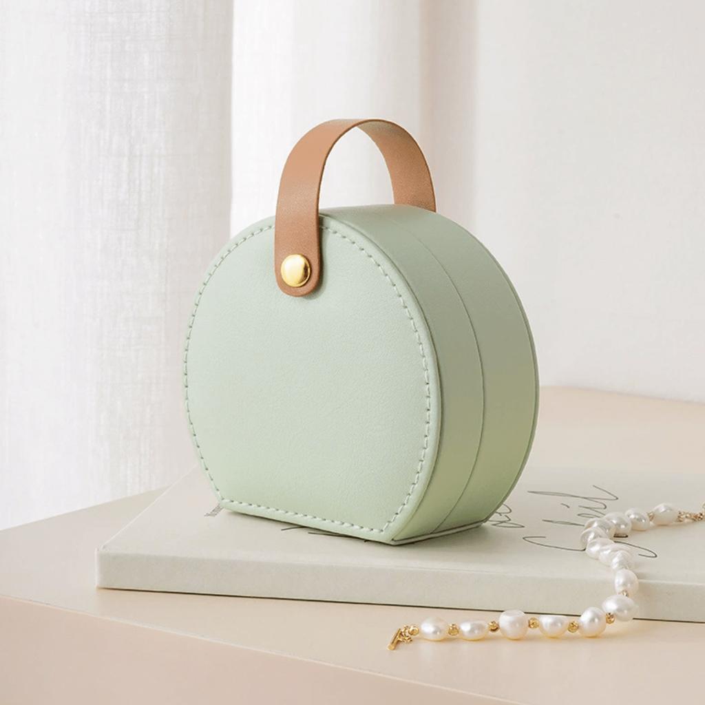 1PC Women Mini Jewelry Storage Box, Portable Home Travel Earrings Necklace Storage Case, Ring Organizer PU Leather Display Case