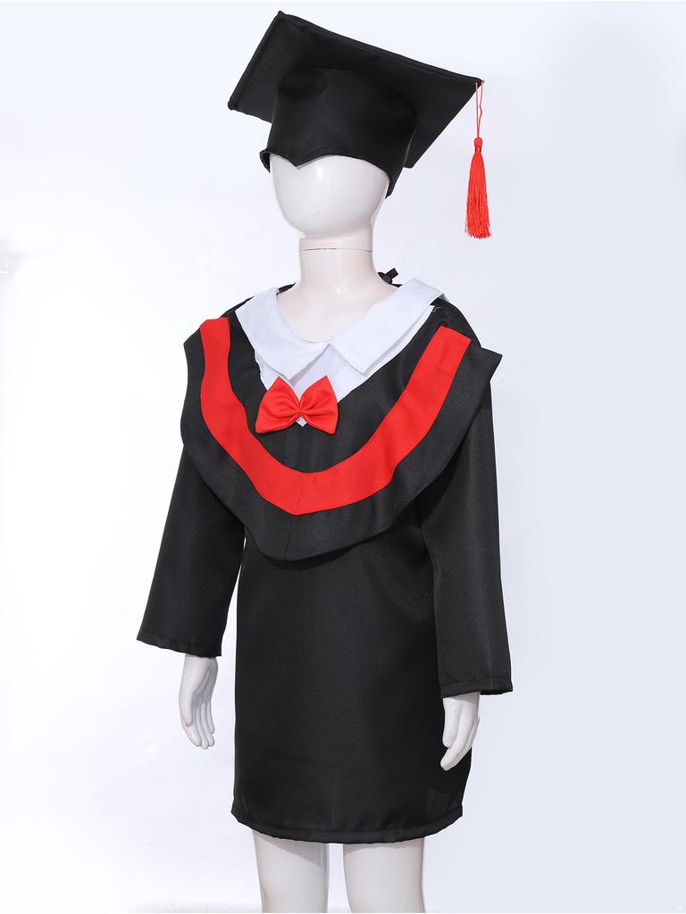 Boys Girls Preschool Graduation Gown Tassel Hat Costume for School Celebration