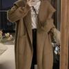 Женский ретро-кардиган пальто средней длины в ленивом стиле из шерсти - Осень/Зима 2025