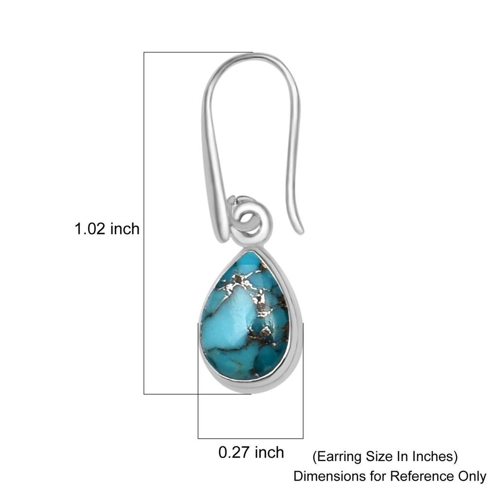 Серьги с натуральными голубыми медными бирюзовыми драгоценными камнями Стерлингового серебра 925 пробы с драгоценными камнями в форме груши Серьги-подвески ручной работы для женщин и девочек