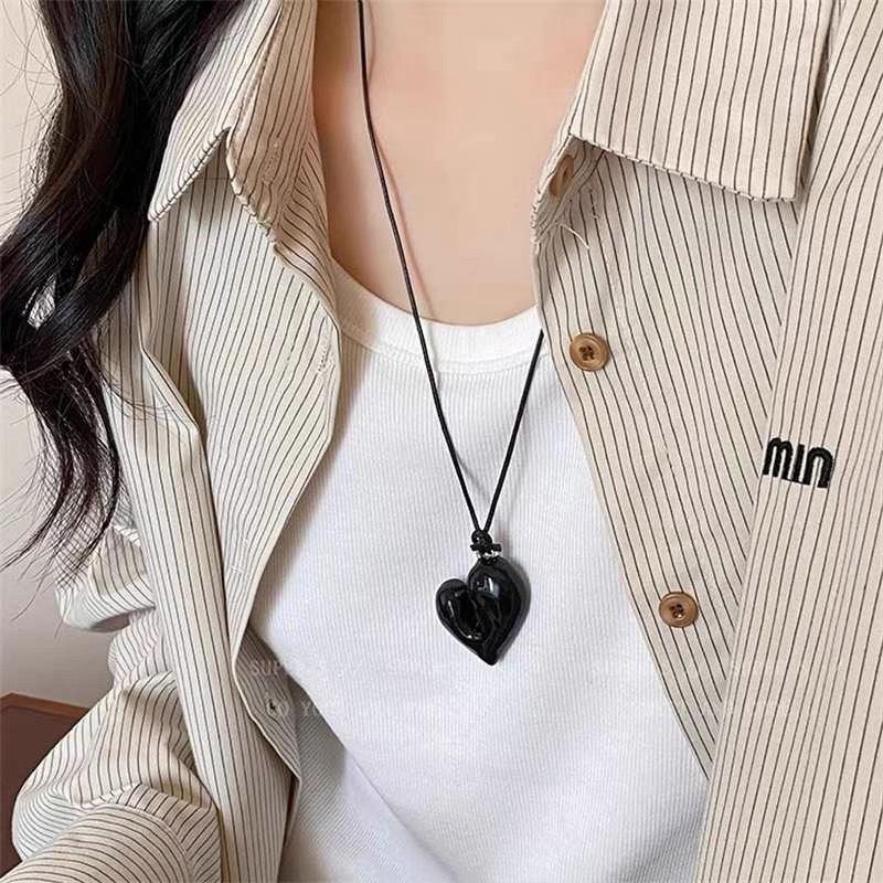 Korean Reinna Irregular Heart Pendant Necklace - Adjustable Sweet Cool Accessory
