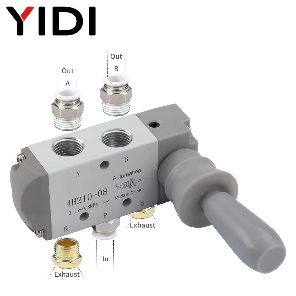 YIDI 4H21008 Pneumatic Part Hand Valve 4H210-08 Controller Compressed Air Compressor 5 Way 2 Port Switch Fitting Fittings kit