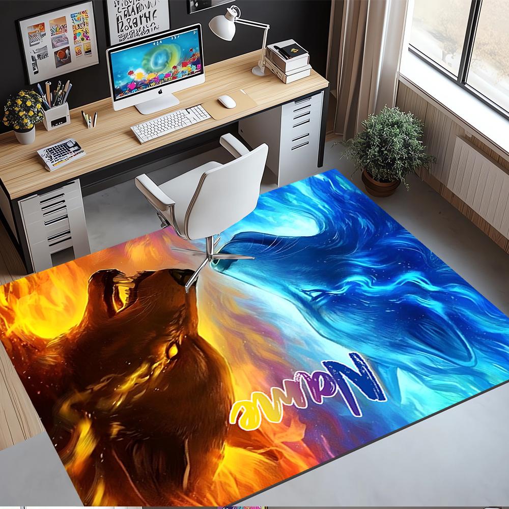 Custom Name Wolf Printed Carpet,Rug for Office Chair Living Room Bedroom Kitchen Room Decor Gifts.