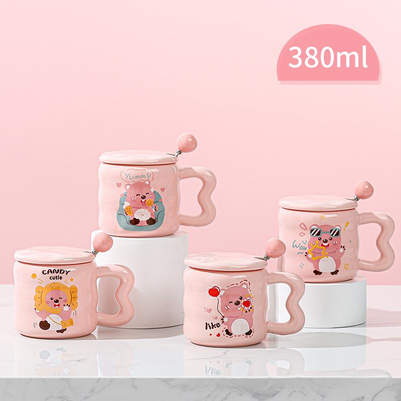 Интернет-знаменитость Бобер чашка для воды Милая девушка сердце чашка мультфильм керамическая чашка с крышкой ложка высокая ценность кружка кофейная чашка