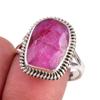 Red Ruby(Simulated) Gemstone Handmade 925 Sterling Silver Gift Ring S.8.5 y3P63