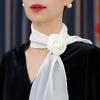 Women Breathable Rose Decor Chiffon Sunscreen Silk Scarf Neckerchief Neck Collar Anti-UV Thin