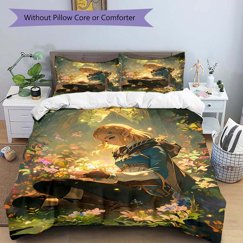 3pcs Legend of Zelda Cover Set, 1 Cover + 2 Pillowcases (No Insert), Bedding for All Seasons, Bedding,Bedroom Decor yy250922081