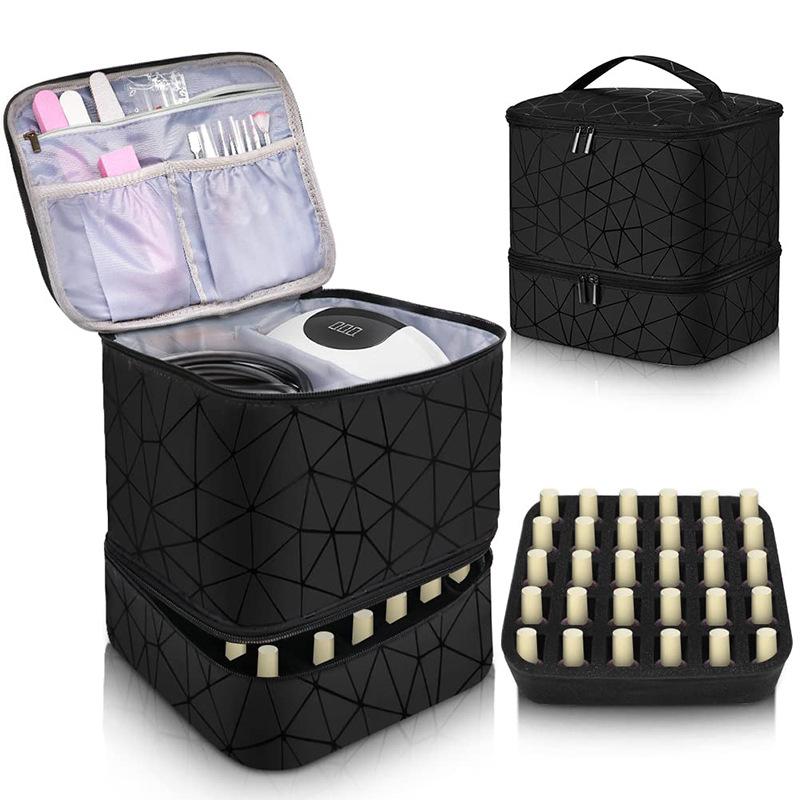 Nail Polish Storage Bag Portable Double-layer Heightened High-capacity Oil Bag Can Accommodate The Holder Lamp 30 Bottles