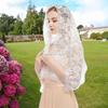 Lace Trim Wedding Lace Shawl Elegant Bride Head Gauze Fashion Mantilla Headwear Scarf  Church