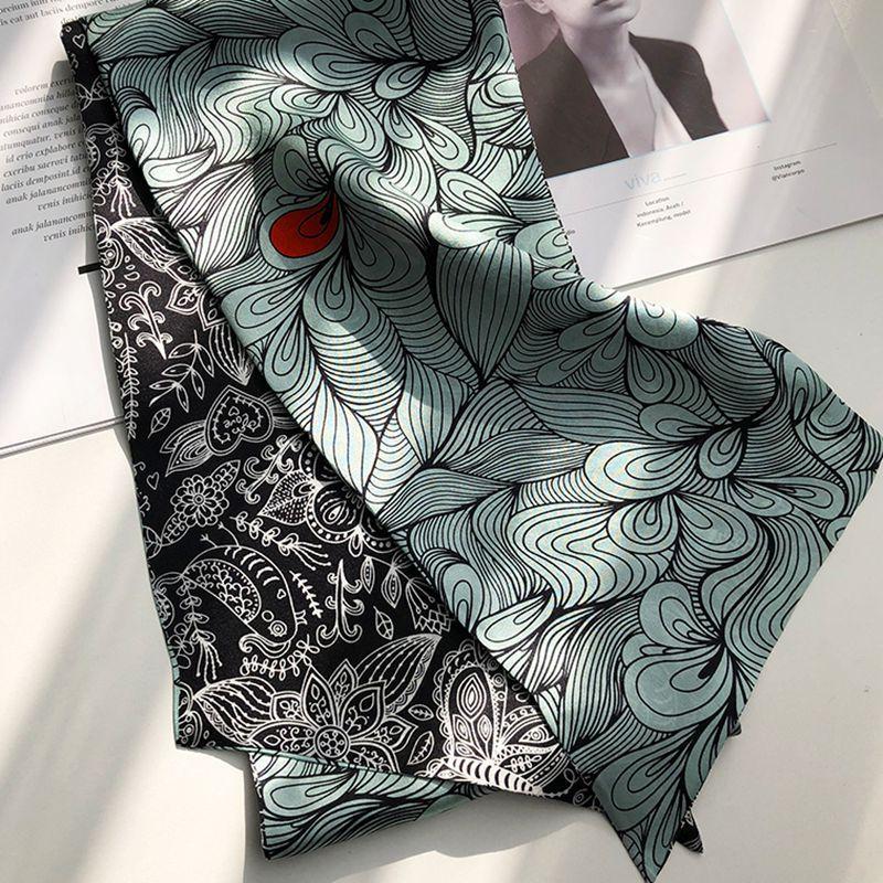 Silk Scarf Women'S Spring And Autumn Thin Temperament Mulberry Silk Thin And Narrow Long Scarf Hair Tie Bag Suit Shirt Scarf