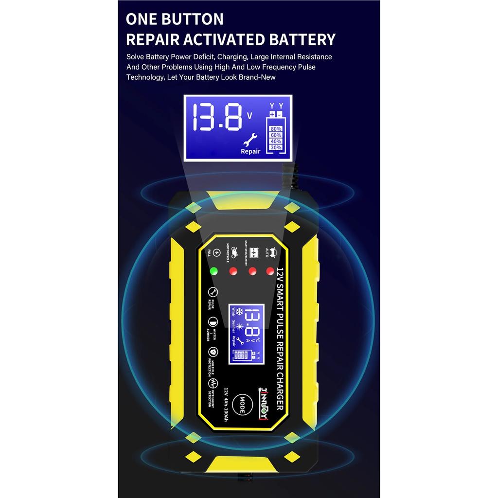 6A 12V автомобильное зарядное устройство для аккумулятора импульсный ремонт ЖК-дисплей умная быстрая зарядка AGM Deep Cycle GEL свинцово-кислотное зарядное устройство для автомобиля мотоцикла