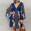 Women Dresses 2025 Summer Long Sleeve V-Neck Print Chiffon Women Dress J894