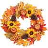 Autumn Door Wreath Christmas Halloween Decoration Pumpkin Berry Pine Cone Maple Artificial Cloth Rattan Material Home decoration
