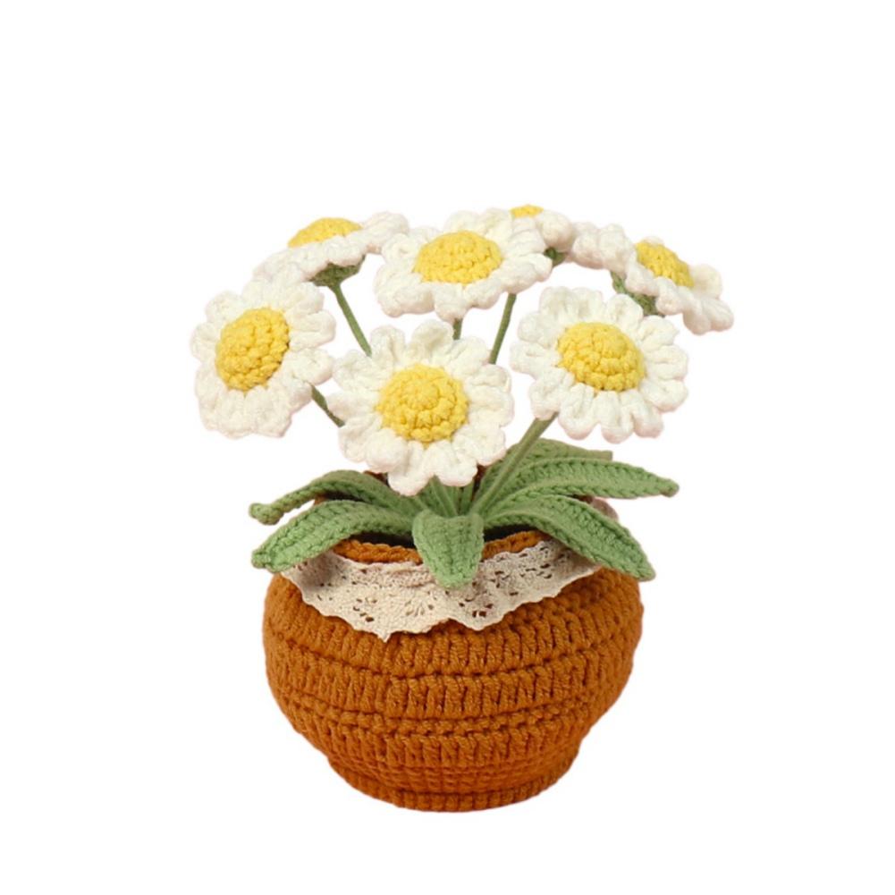 Вязаные тюльпаны хризантемы растения украшения ручной работы цветочный горшок украшения для дома