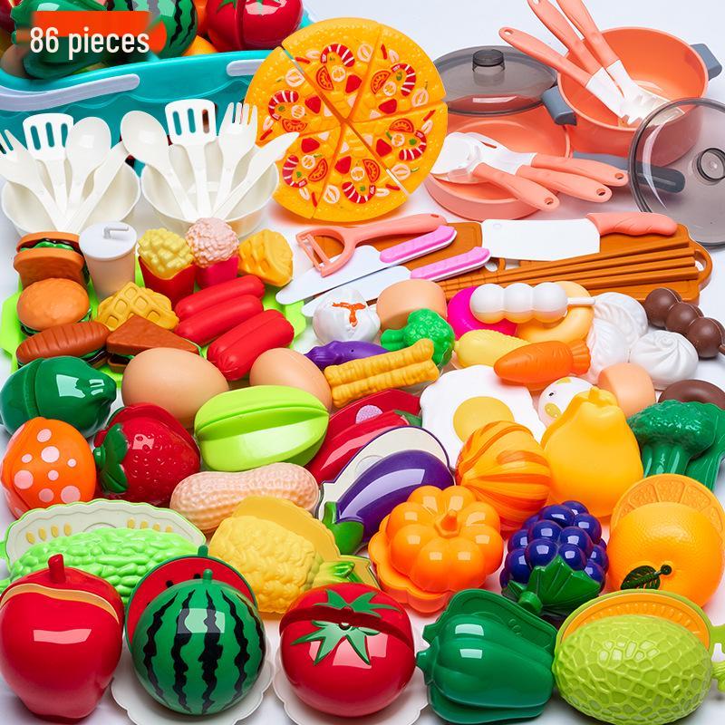 Kids' Pretend Play Kitchen Set: Cookware & Cutting Toys for Boys & Girls