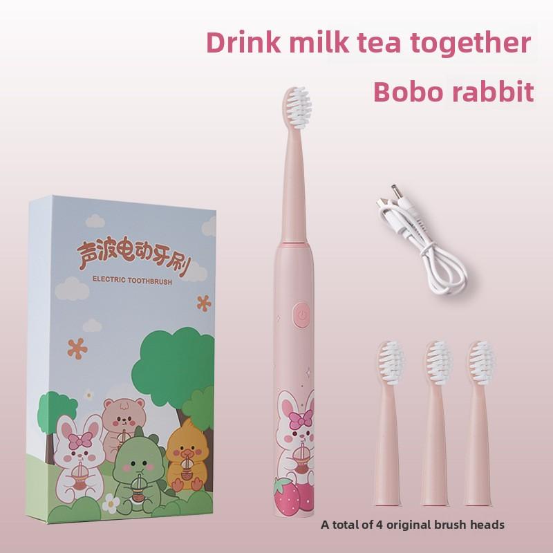 Children's Electric Toothbrush DuPont Antibacterial Soft Bristle Brush Head USB Charging Safe and Waterproof for Children