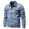 Kuzgi erkaklar bir rangli denim kurtkalar moda motosikl vintage jinsi kurtkalar hommes slim fit paxta kundalik qora ko'k palto