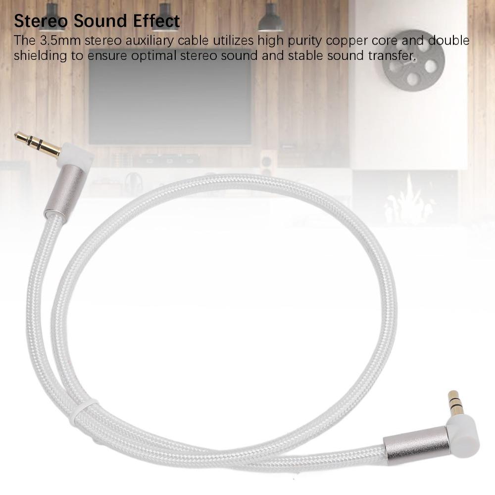 90 Degree Angle Stereo Auxiliary Cord Stereo Sound Support Male to Male Aux Cable for Headphone