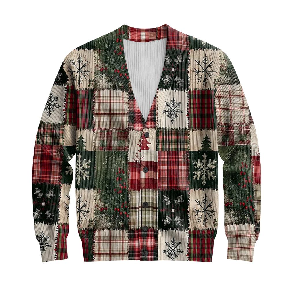 Мужской кардиган с длинным рукавом, рубчатой вязки