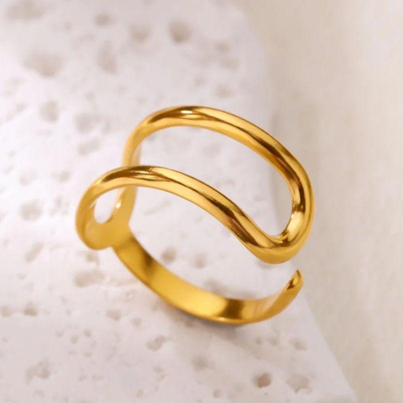 Минималистичные кольца из нержавеющей стали для женщин, золотого цвета, геометрические, трендовые, открывающиеся, свадебные, рождественские, прочные, ювелирные изделия, подарок