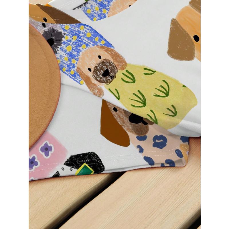 Женская повседневная футболка с коротким рукавом и круглым вырезом с принтом мультяшной собаки