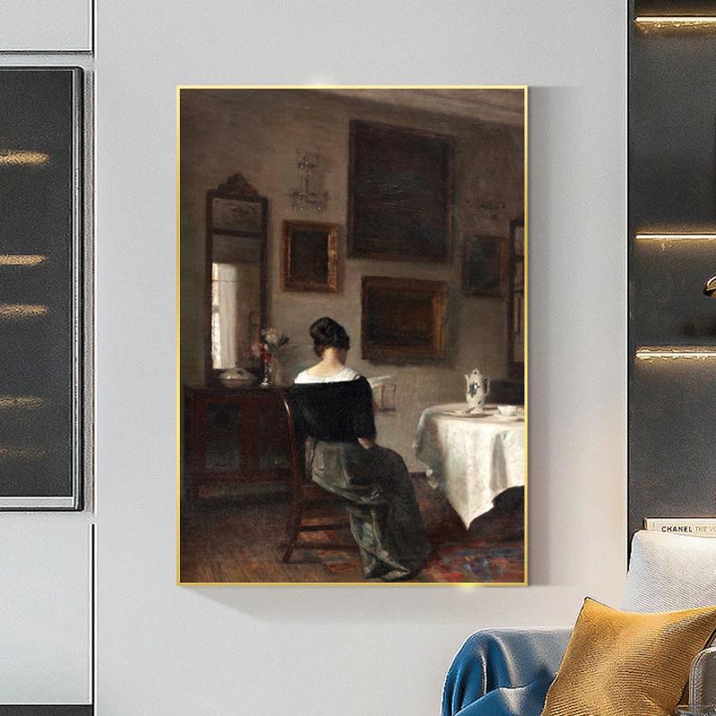 Винтажная женщина, читающая интерьер, холст, картина, антикварные постеры, принты, настенные художественные картинки для гостиной, Настенный декор, Cuadros