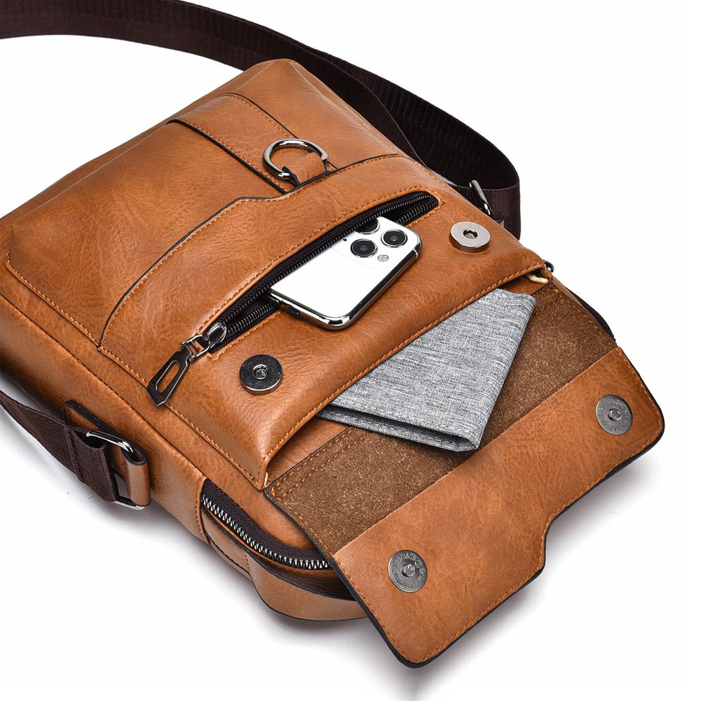 Мужская сумка через плечо, кожаная сумка через плечо, классический водонепроницаемый портфель, дорожная сумка