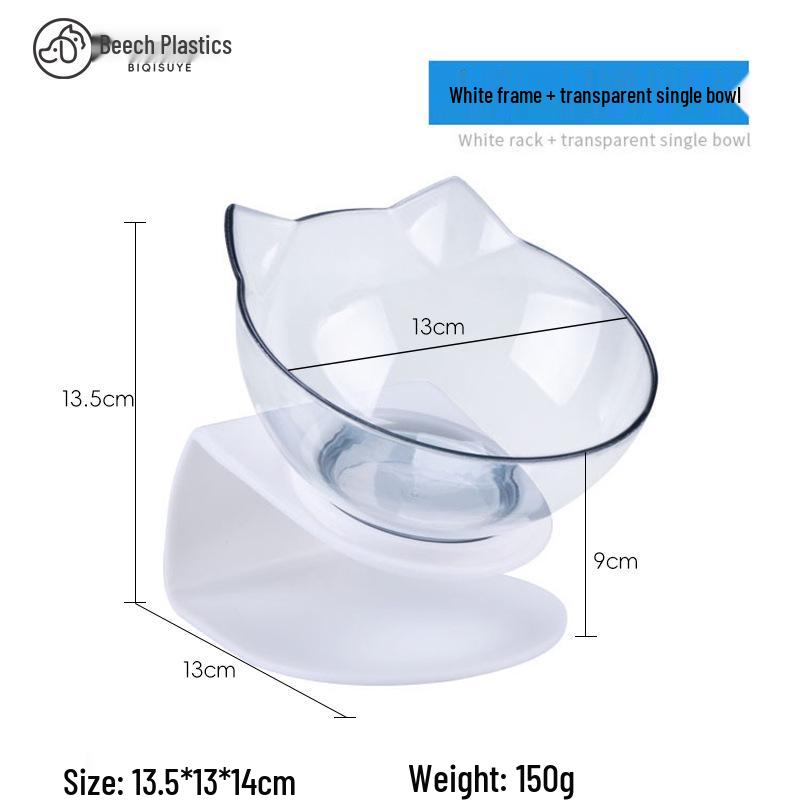 Эргономичная приподнятая миска для питомца с наклонным прозрачным дизайном в виде кошачьей головы