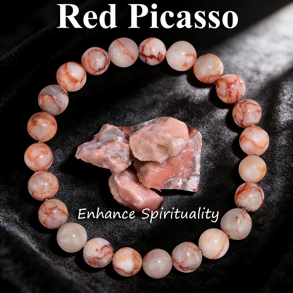 Natural Stone Bead Bracelet Unakite 6 8 10mm Healing Reiki Vitality Charm Bracelet Handmade Round Beads Mens Womens Gift Jewelry