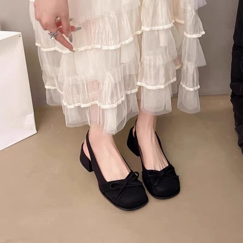 Fashion 2025 New Fashion Bow Design Baotou Women's Sandals Open Toe Low Heels Sandals Summer Ankle Strap Party Shoes Women