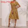 Polyester Floral Print A Line Dress With V Neck For Summer Casual Women