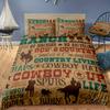 [Western Cowboy Duvet Cover] 3Pcs Western Cowboy Knight Duvet Cover Set - Fill-Free, Zippered, Machine Washable Polyester