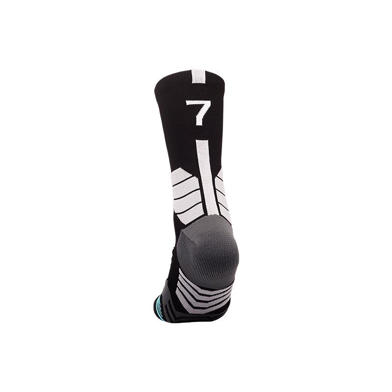Men's Black and White Breathable Shock-Absorbing Basketball Socks
