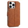 DENIOR B07 For iPhone 16 Pro Case Leather+PC Magnetic Detachable Wallet Phone Cover