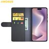 For iPhone 16 Stand Cases Calf Texture Genuine Split Leather Wallet Phone Cover