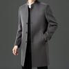 Осенне-зимнее двухстороннее шерстяное пальто с воротником-стойкой для мужчин среднего и пожилого возраста, деловое повседневное мужское пальто средней длины высокого класса